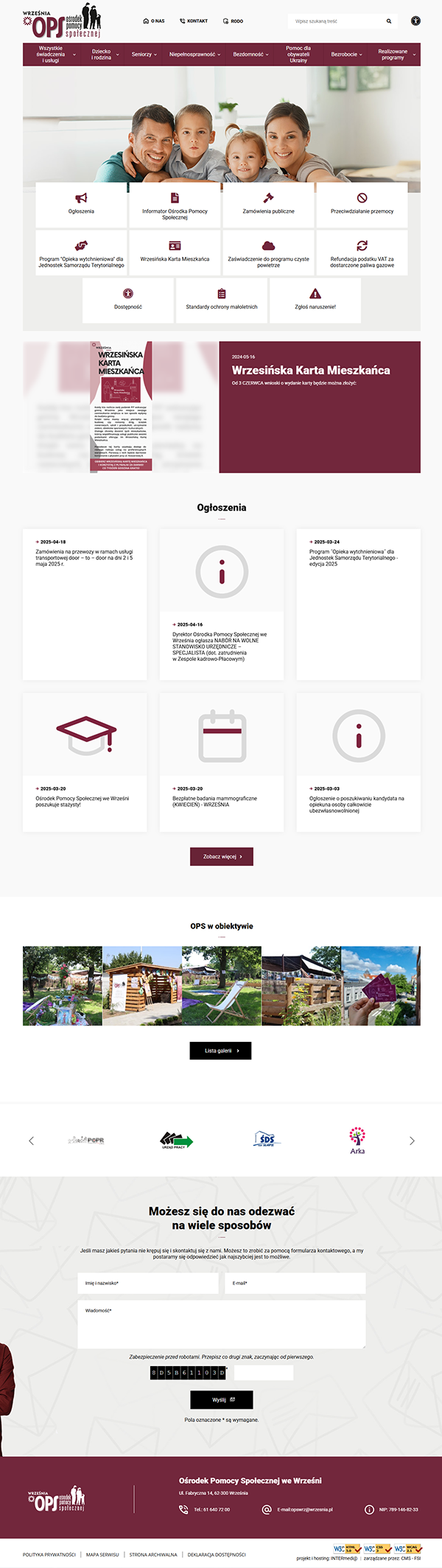 Projekt graficzny witryny Ośrodek Pomocy Społecznej we Wrześni