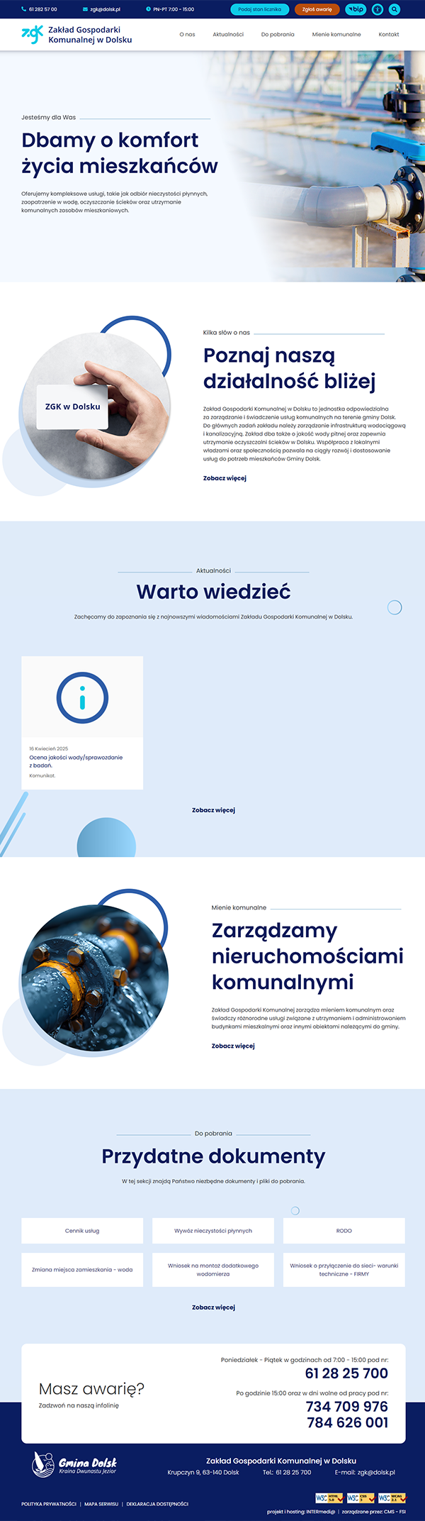 Projekt graficzny witryny Zakład Gospodarki Komunalnej w Dolsku