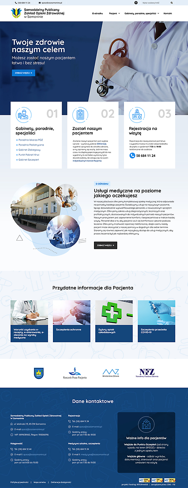 Projekt graficzny witryny Samodzielny Publiczny Zakład Opieki Zdrowotnej w Somoninie